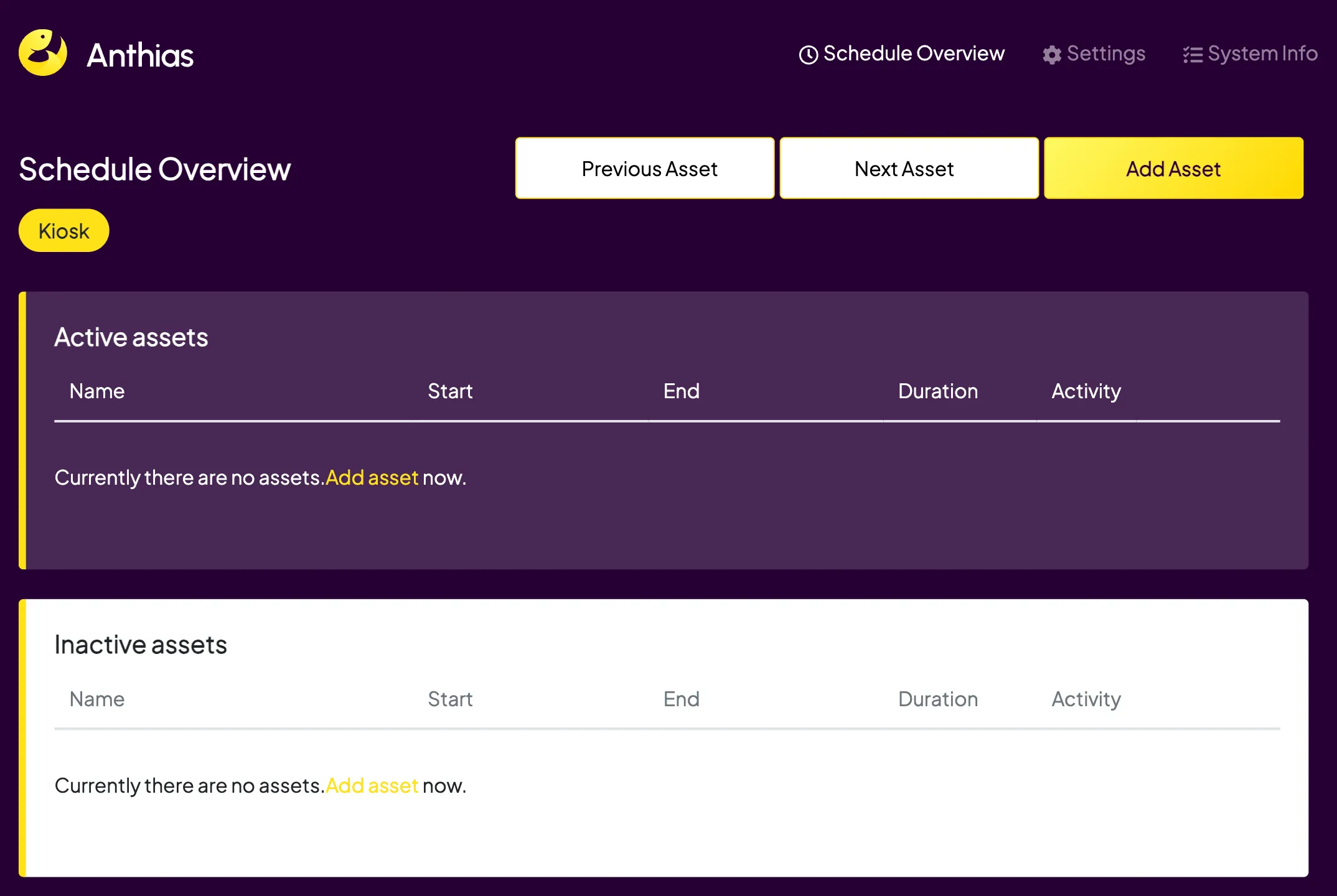Anthias Dashboard